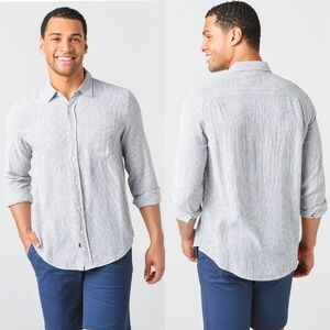 Rails Men's Connor Stripe Linen Blend Button Up Shirt Preppy Academia Easy Care